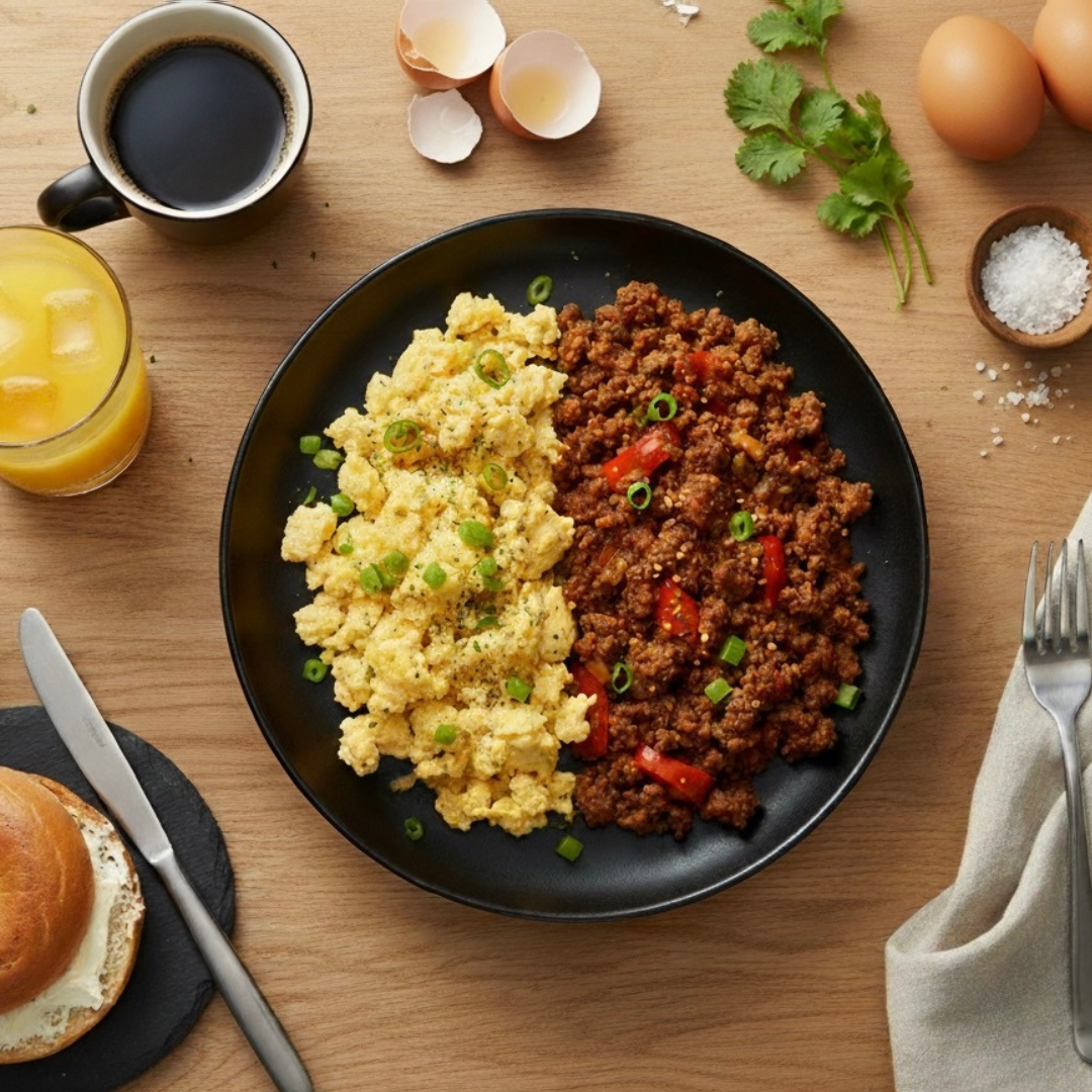 Scrambled Eggs & Spice Beef