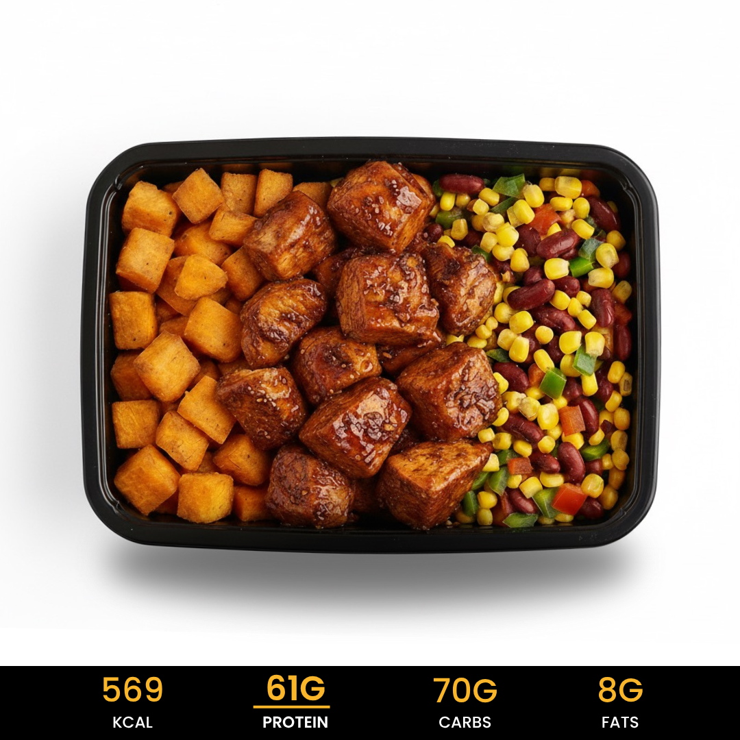 Aankomen - Zoete aardappel met Surinaamse kip en Mexico-mix