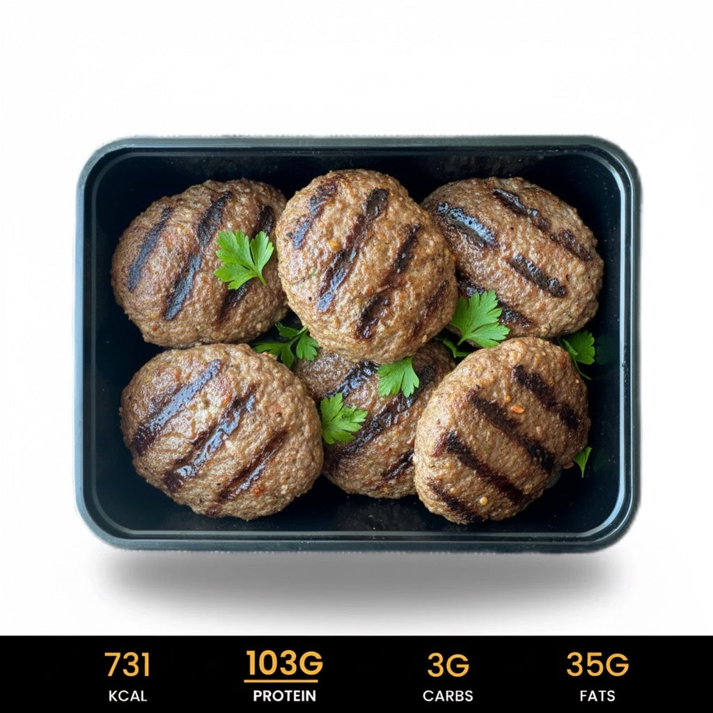 Turkse-Köfte-Burgers-350gr gezonde, halal diepvries maaltijd