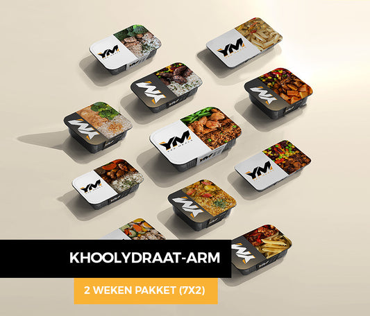 koolhydraat-arm-2-weken-pakket eiwitrijke prep meals pakket box gezonde sport maaltijden
