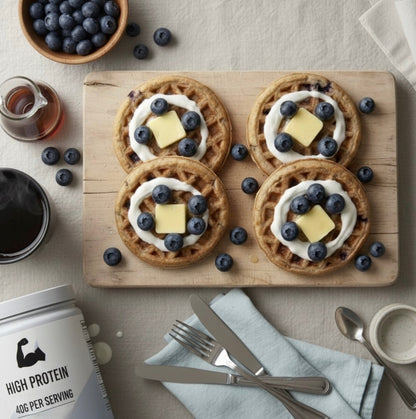 Belgian Protein Waffels | Blueberries