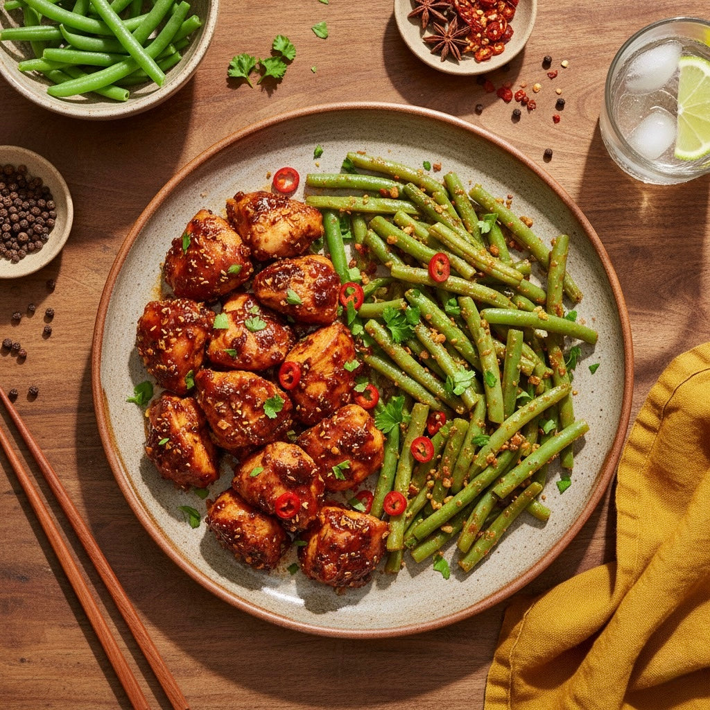 Surinaamse Kip met Sperzieboontjes (Koolhydraat Arm)