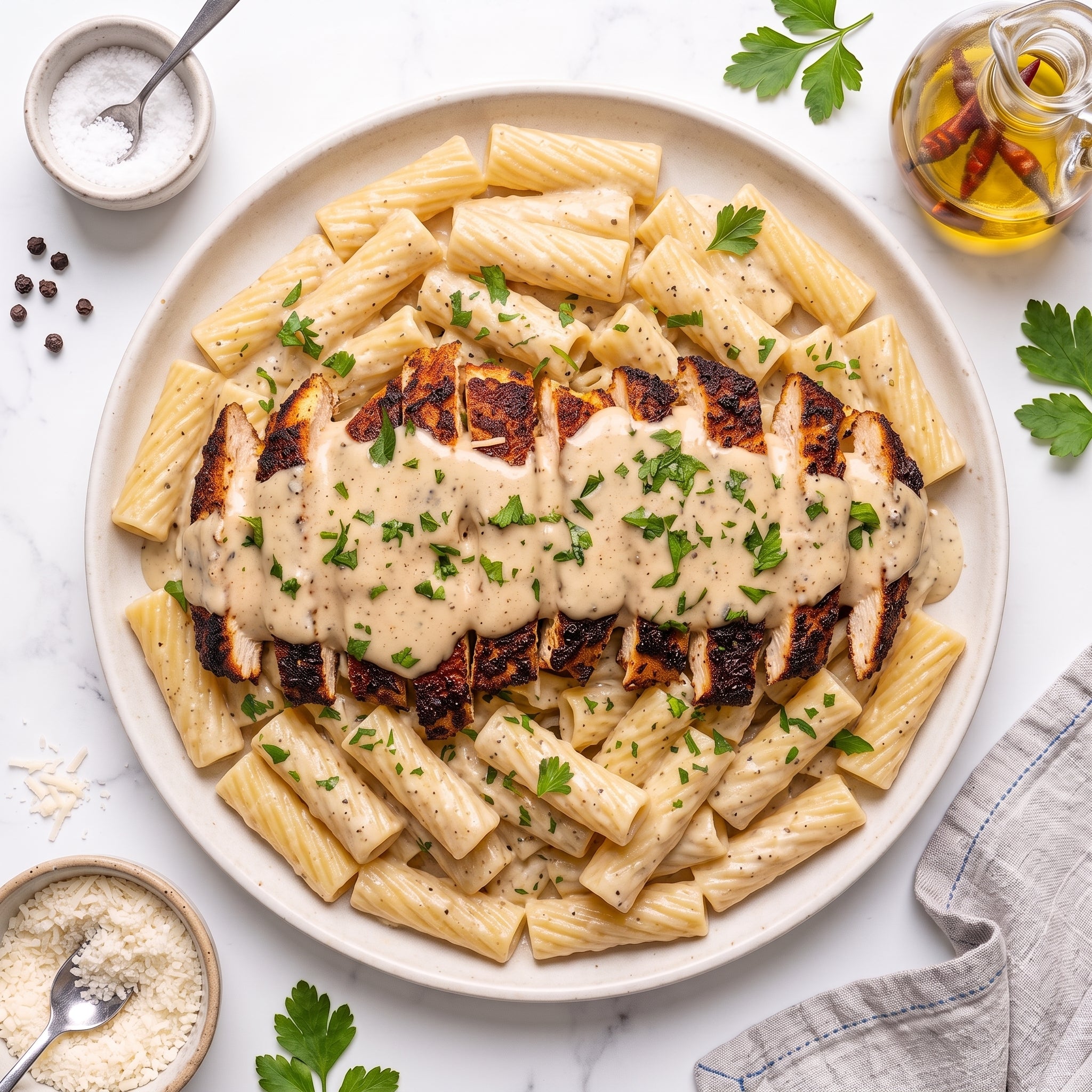 Droog Trainen - Garlic Alfredo Chicken Pasta