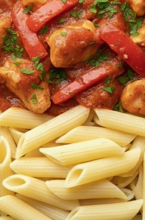 Aankomen - Penne met Kip in Tomatensalsa
