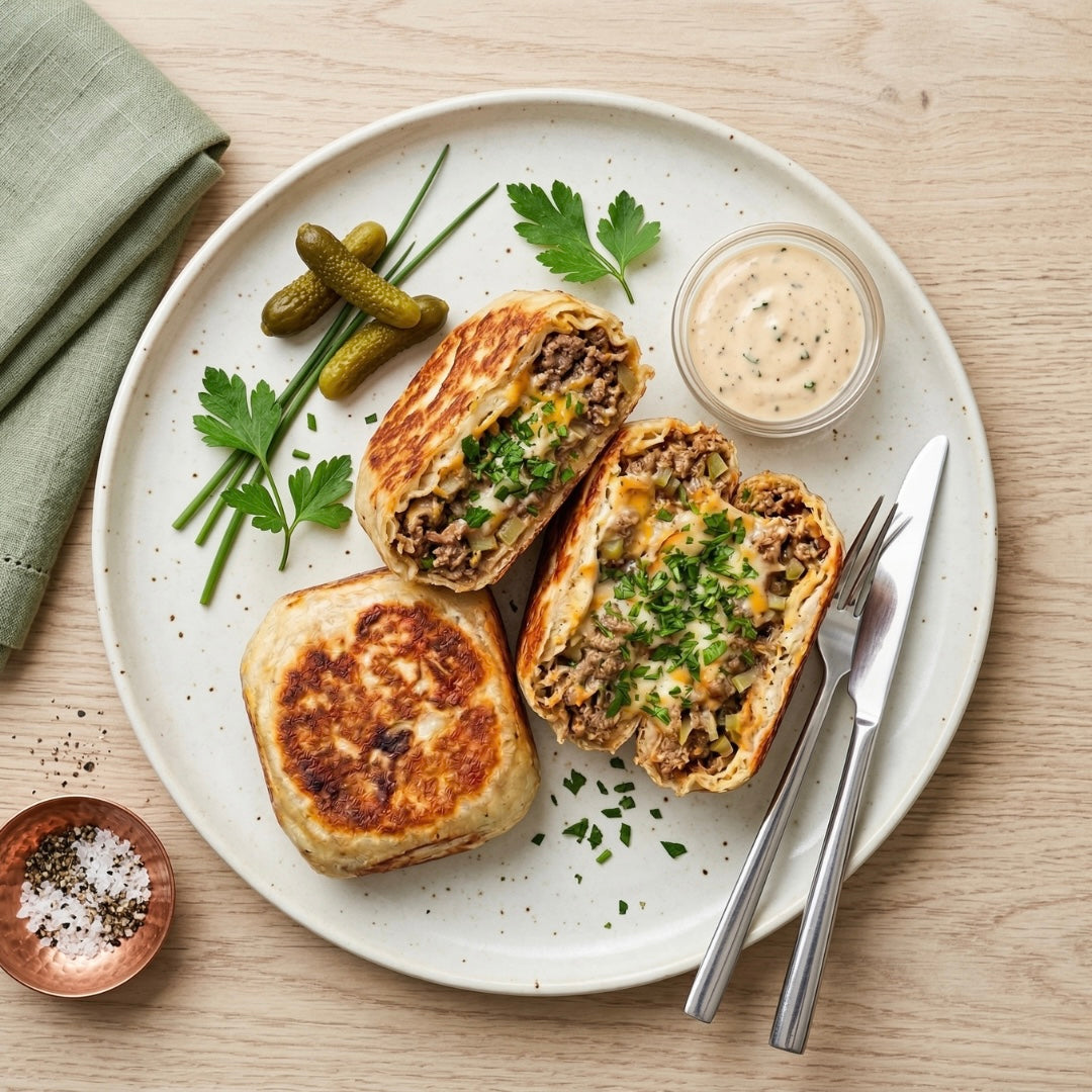 2x High Protein Cheese Burger Pockets