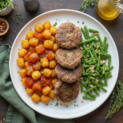 Aankomen - Turkse Köfte met Aardappel krieltjes en Sperzieboontjes
