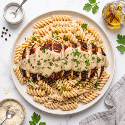 Droog Trainen - Garlic Alfredo Chicken Pasta
